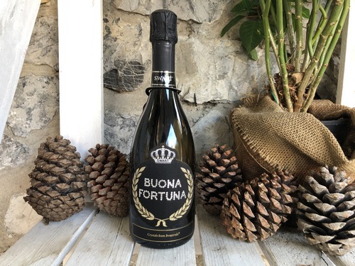 Bottiglia prosecco con scritta Swarowski